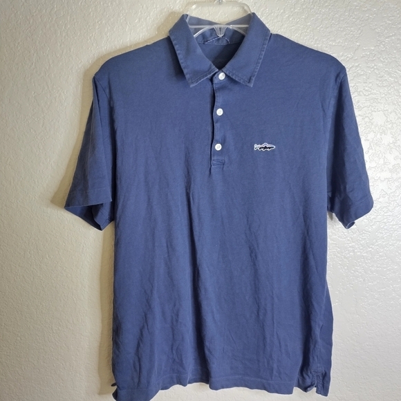 Patagonia Men's Trout Fitz Roy Short Sleeve Polo Shirt Sz S - Picture 1 of 7